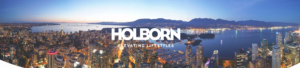 Vancouver Skyline View from Penthouse with Holborn Logo overlay